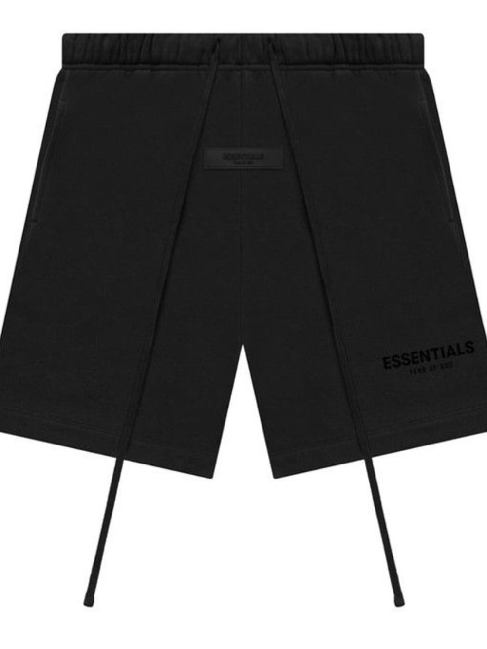 Essentials Black Split-Hem Drawstring Athletic Shorts